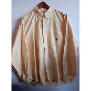 Vintage Clinch Button-Down Shirt XL Yellow Striped 100% Cotton Made In Mexico
